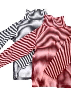 Little English Striped Turtleneck Long-Sleeve Shirts - Red & Navy